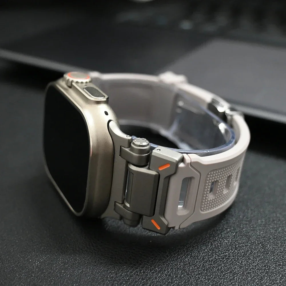 Luxury Sports Rubber Bracelet for Apple Watch Ultra 2 49mm Band 42mm 44mm 45mm Correa Strap for IWatch Series 9 8 7 6 5 4 Se 3 2 Men Bracelet