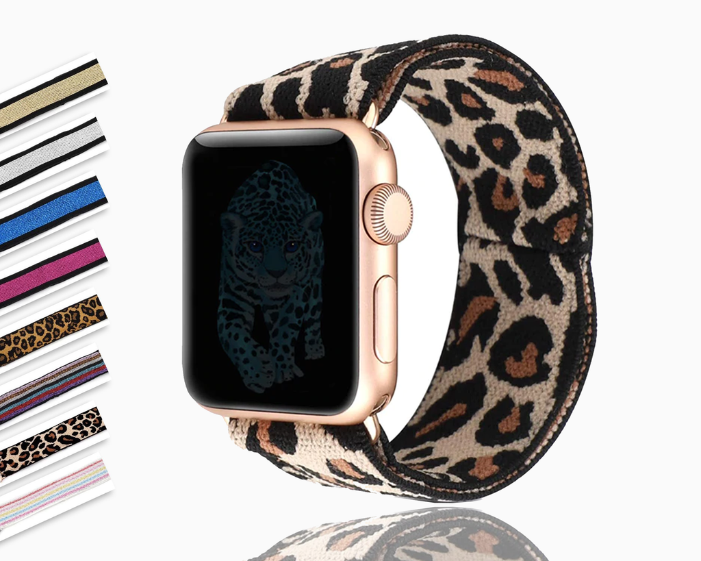 Home Elastic Stretch apple watch band, Double print Layer strap, fits nike hermes sports Series 5 4 3 2 1 iwatch women 38mm 40mm 42mm 44mm - US Fast Shipping