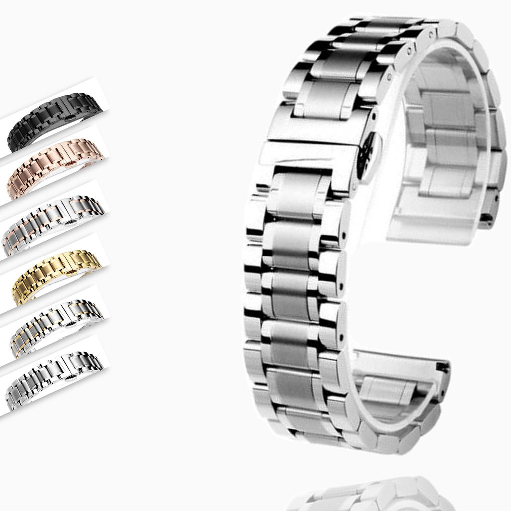 Watchbands 14 16 18 20 22 24 26mm watch Accessories Stainless Steel Watch band metal Strap Bracelet Watchband Wristband Butterfly belt|Watchbands|