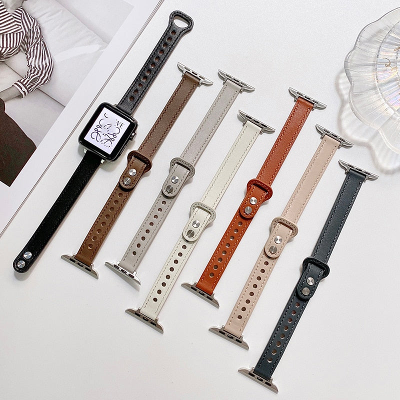 Leather strap For Apple watch band 45mm 41mm 44mm 44mm 40mm 38mm 40mm women  wristband correa bracelet iWatch series 3 4 5 6 SE 7