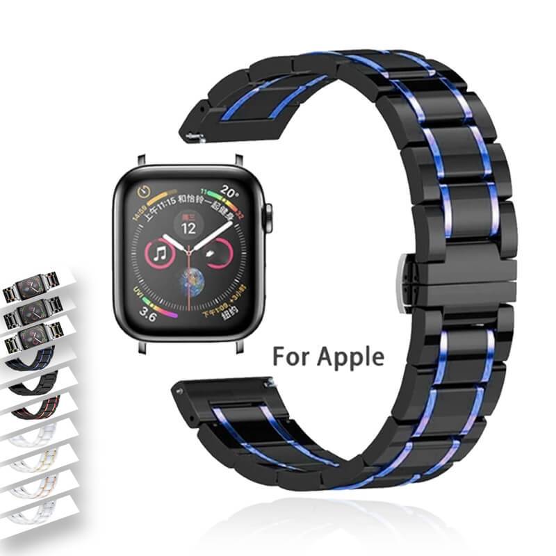 Watchbands Luxury Ceramic and Steel Strap For Apple Watch Band Series 6 5 4 Bracelet iWatch 38mm 40mm 42mm 44mm Butterfly Clasp Wristband Watchbands