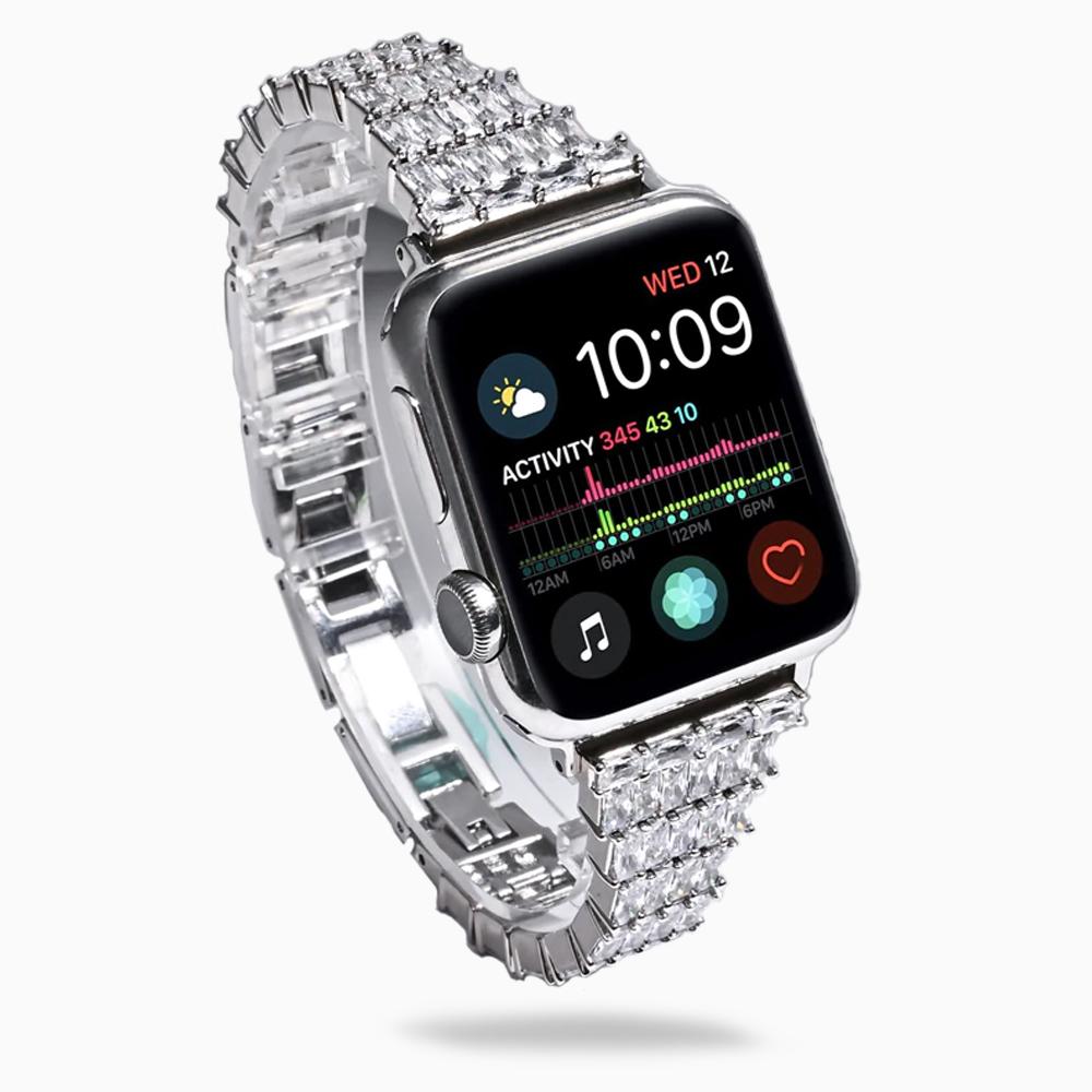 Watchbands Shiny Diamond Strap For Apple Watch Band Series 6 5 4 Ladies Luxury Metal Bracelet iWatch 38mm 40mm 42mm 44mm Women Wristband |Watchbands|