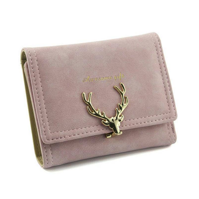 bags pink Awesome Gift, Golden Deer opener Wallet for women, short small and long clutch