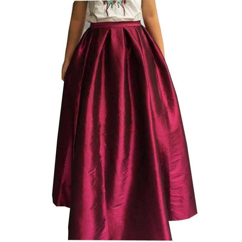 Clothing Wine red / M (US 8-10) Maxi Long Skirt Floor Length Ladies High Waisted Skirts  (US 4-20W)
