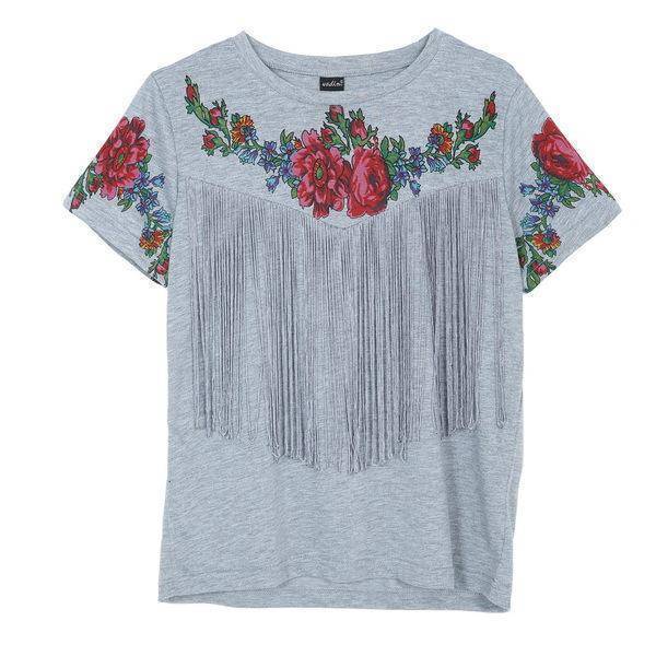 clothing XS Tassel Embroidery Tshirt with movement