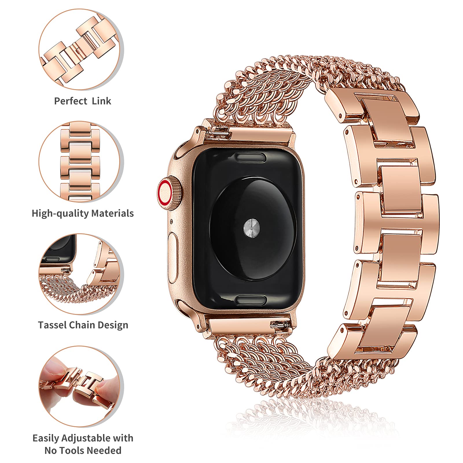 Luxury Houndstooth Woolen Cloth Strap For Apple Watch 41mm 38mm 40mm Metal Design  Leather Band For iwatch Series 8 7 6 SE 5 4 3 - AliExpress