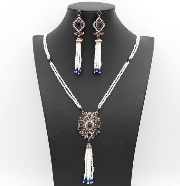 Jewelry Set Blue Ethnic Turkish/ Boho Beaded Luxury Jewelry Set