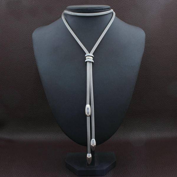 jewelry Silver Long Stainless Steel Necklace for Women