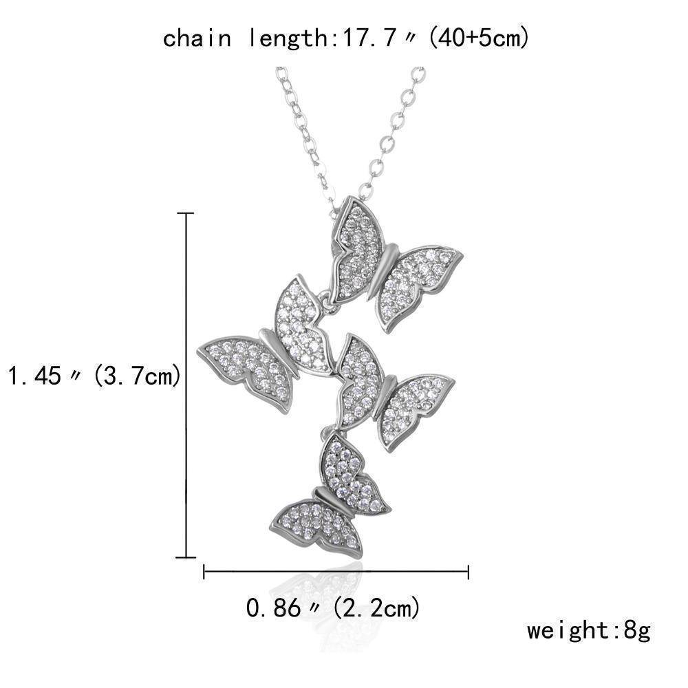 Necklaces Silver Zircon Butterfly  Sterling silver Pendant Necklace