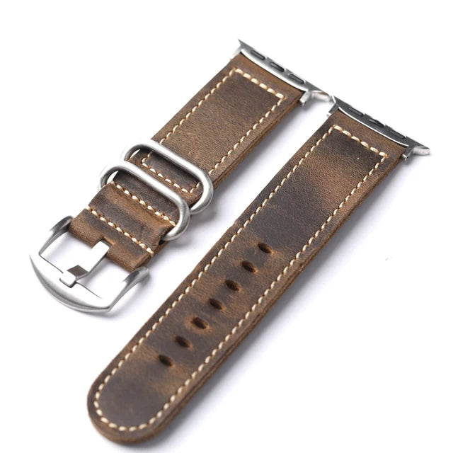 Handmade first layer cowhide leather strap adapted for iwatch Apple Genuine Leather Watchbad 49MM 45MM 44MM 41MM, vintage style