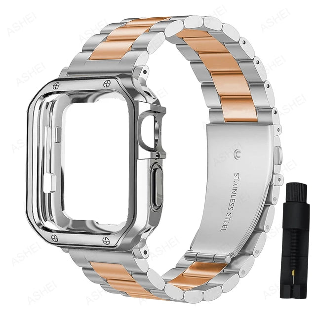 strap + case for apple watch 7 8 9 45mm 41mm 49mm band 6 5 4 se 44mm 40mm TPU case cover for iwatch 42mm bracelet+protector case