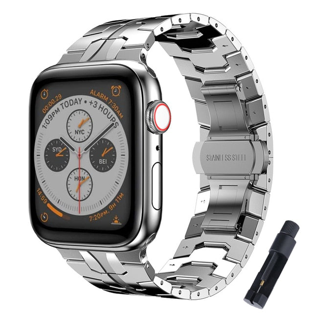 Steel Strap For Apple watch 7 band 38mm 42mm 44mm Correa For iWatch series 7 6 se 5 4 3 41 45mm 40mm Metal adjustable Bracelet| |