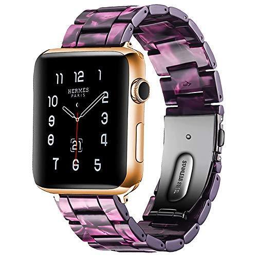 Watchbands purple linght / 42mm/44mm Resin Strap For Apple watc0h 5 4 44mm 40mm iwatch band 42mm 38mm stainless steel buckle Watchband bracelet Apple watch 5 4 3 2 1