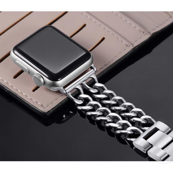 Watches Apple Watch Series 5 4 3 2 Band, Double Chain link Bracelet Stainless Steel Metal iWatch Strap, 38mm, 40mm, 42mm, 44mm
