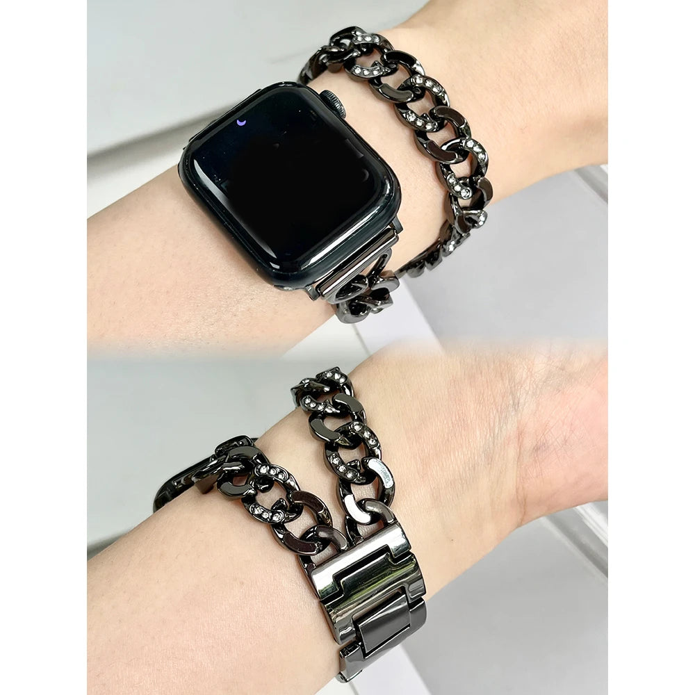 Luxury Metal Strap For Apple Watch Band 9 8 7 6 SE 45mm 44mm 42mm 44mm 41mm Women Bracelet For iWatch Ultra 2 49mm 40mm 38mm