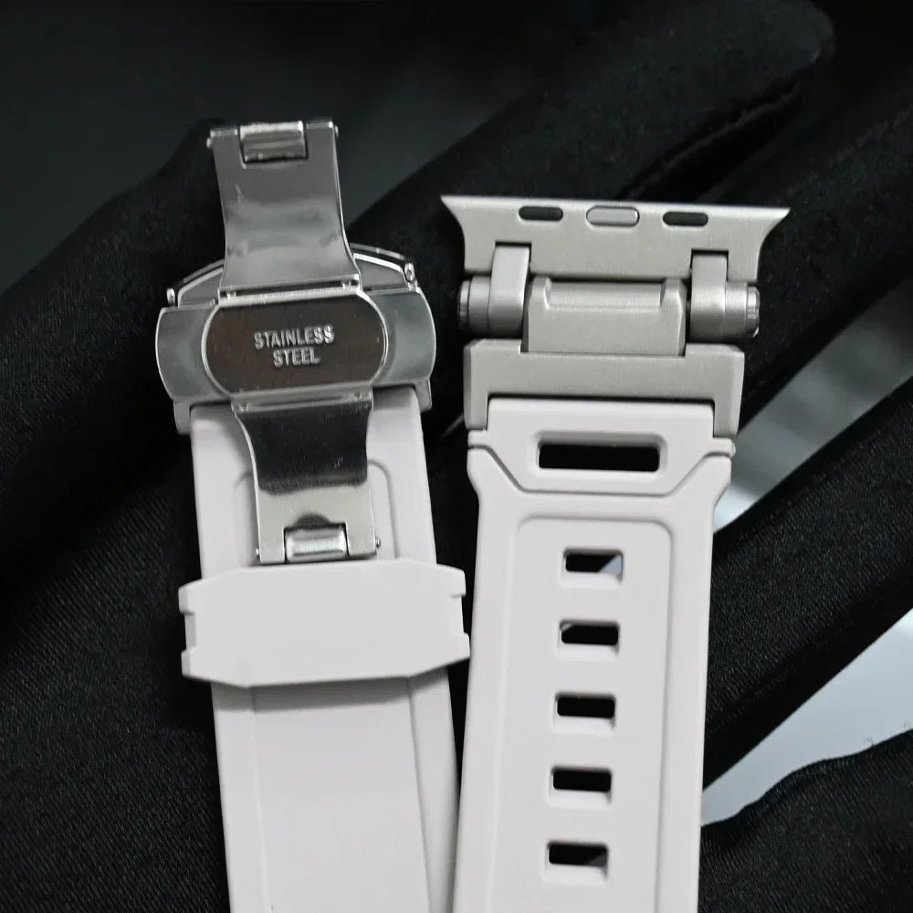 Luxury Sports Rubber Bracelet for Apple Watch Ultra 2 49mm Band 42mm 44mm 45mm Correa Strap for IWatch Series 9 8 7 6 5 4 Se 3 2 Men Bracelet