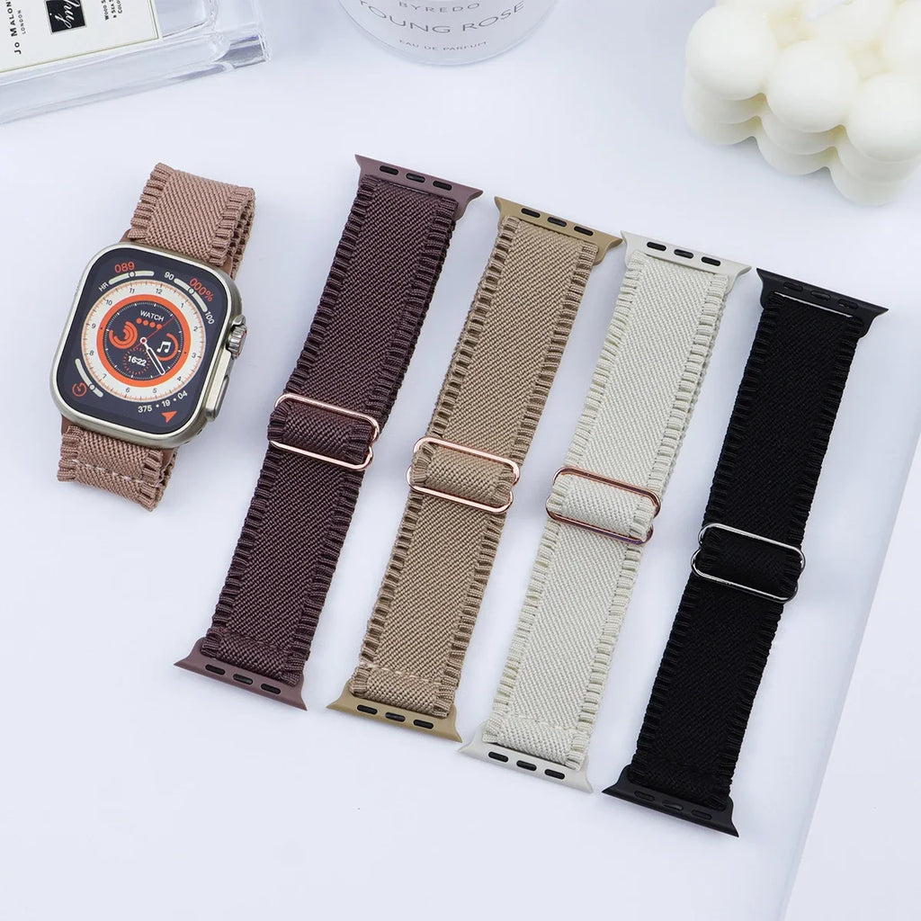 Elastic Nylon Fabric Strap for Apple Watch band 49mm 45mm 44mm Loop for iWatch series Ultra 9 8 7 6 SE 5 4 40mm 41mm 38 Bracelet