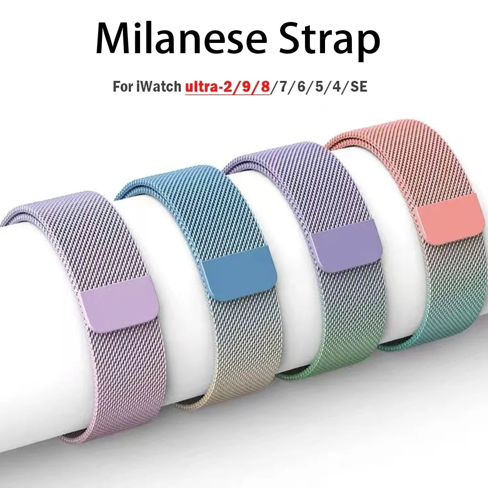 milanese Loop Band for apple watch Strap Ultra 49mm 45mm 44mm 41mm 40mm Metal Wristband bracelet iwatch series 9 8 7 6 5 4 3 SE