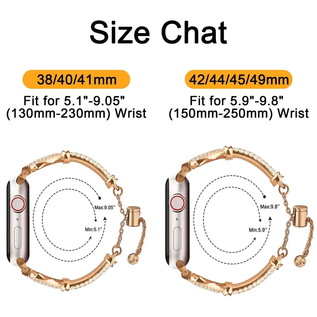 Diamond Strap For Apple Watch Band 49mm 41mm 45mm 44mm 40mm 42mm 38mm Stainless Steel Bracelet For iWatch Ultra 2 9 8 7 6 5 4 3