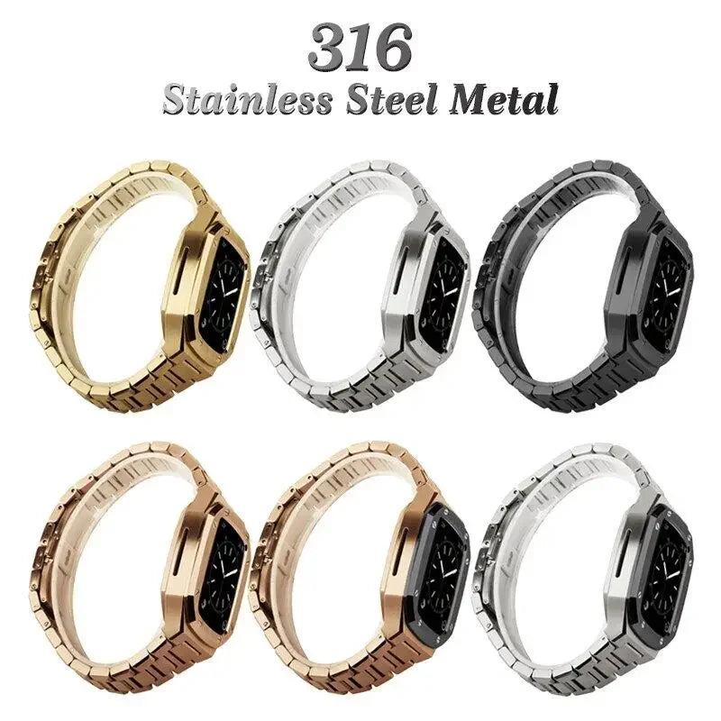 Luxury Modification Kit for Apple Watch Case Band 45mm 41mm/40mm 44mm Mod Metal Watch Case for i Watch Series 9 8 7 6 SE 5 4