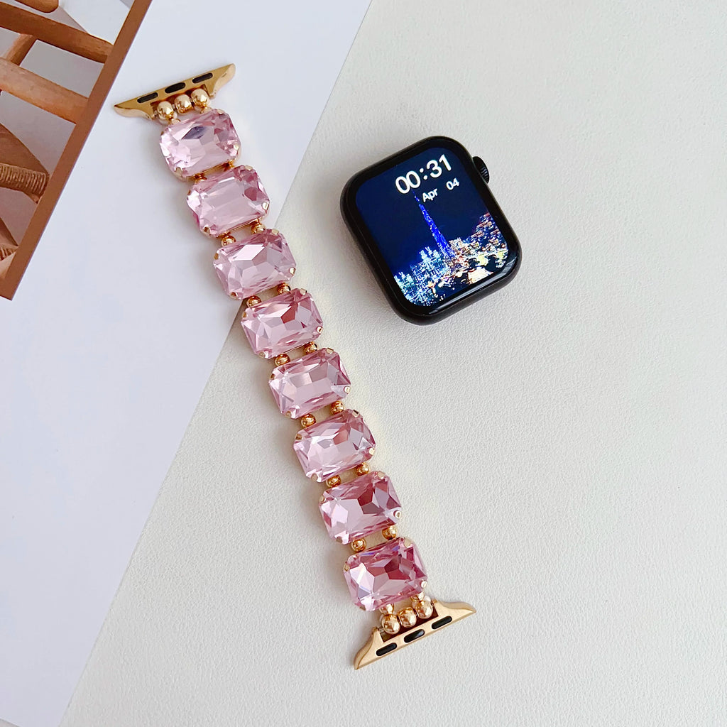 Zircon Strap for Apple Watch Band Jewelry Metal Bracelet Chain for Iwatch98765SE Ultra Women Elastic Gem Series40 41 42 44 45mm