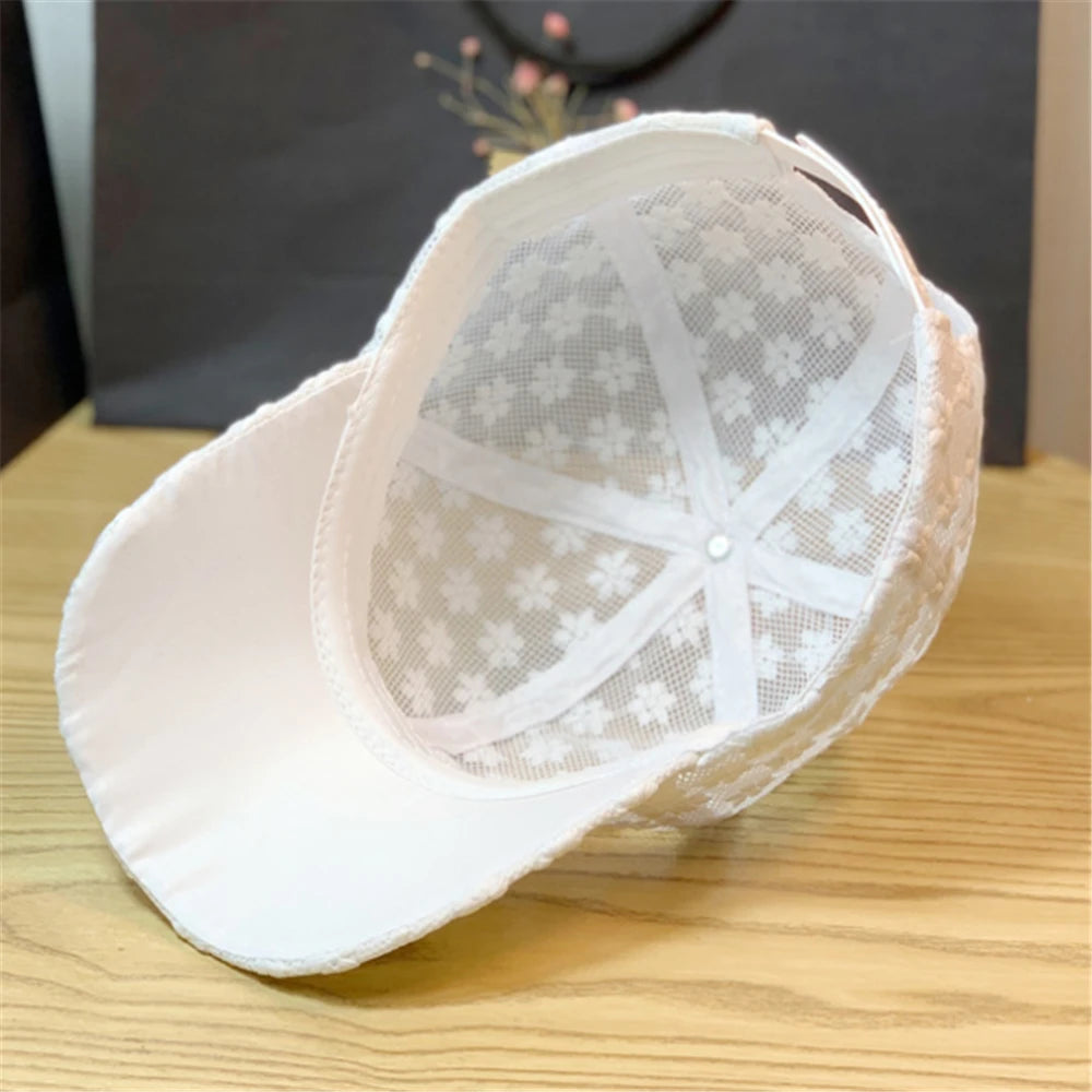 Lace Hat Women Thin Baseball Summer Sunscreen Sun Hollow Breathable Cap Sweet