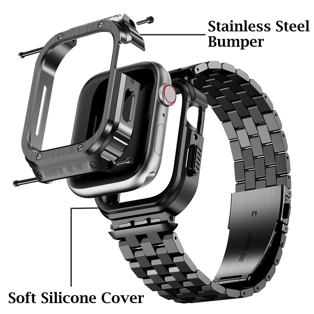 Correa Stainless Steel Band Case For Apple Watch Ultra 49mm 8 7 6 5 4 3 Band 45mm 44mm Bumper frame iwatch series 40mm 41mm Mod