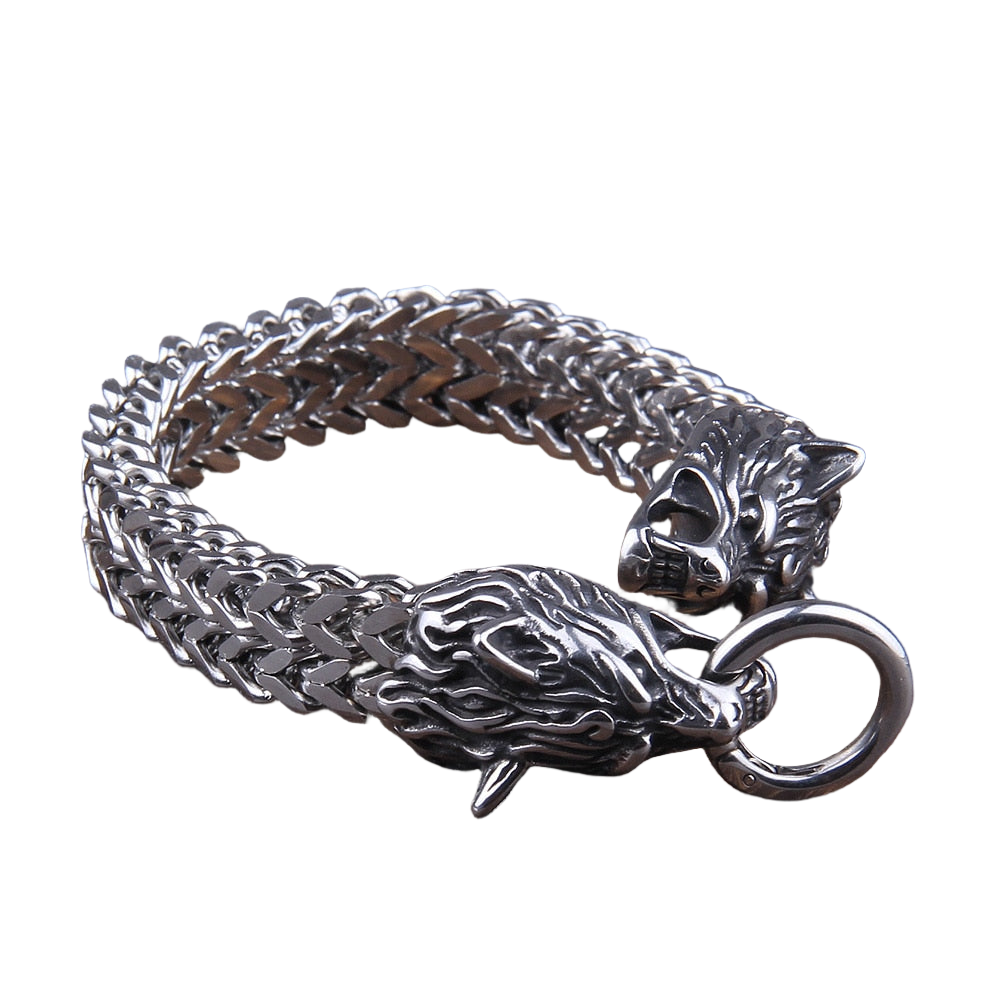 Rock Viking Wolf Charm Bracelet Men Premium Steel Mesh Chain Wolf