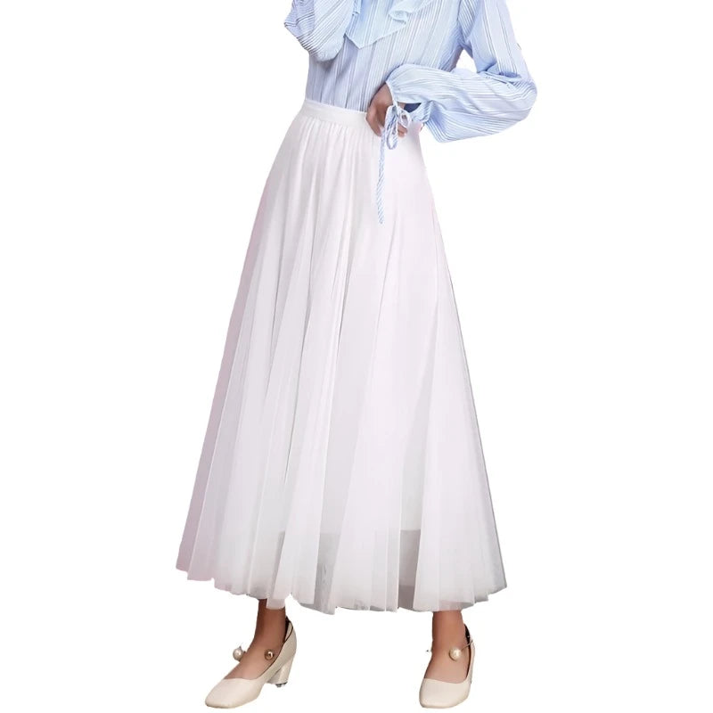 3 Layers Mesh Long Tulle Skirt Elastic Waist Elegant High Waist Ball G www.Nuroco.com 3 Layers Mesh Long Tulle Skirt Elastic Waist Elegant High Waist Ball G www.Nuroco.com
