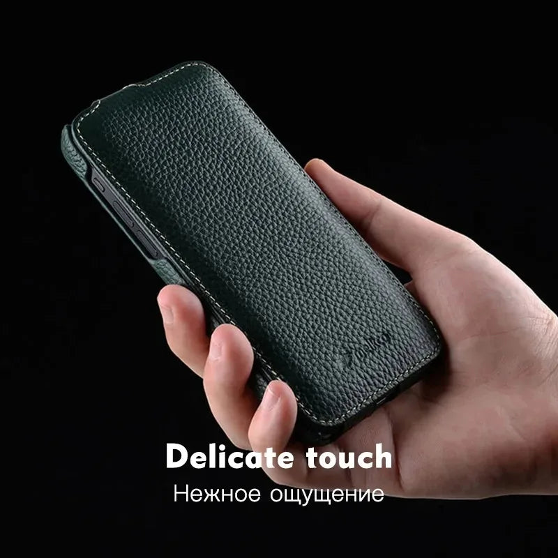 Melkco Genuine Leather Case For iPhone 15 Pro Max iPhone 16 Pro14 13 12 mini Business Luxury Real Cow Flip Phone Bag Cover