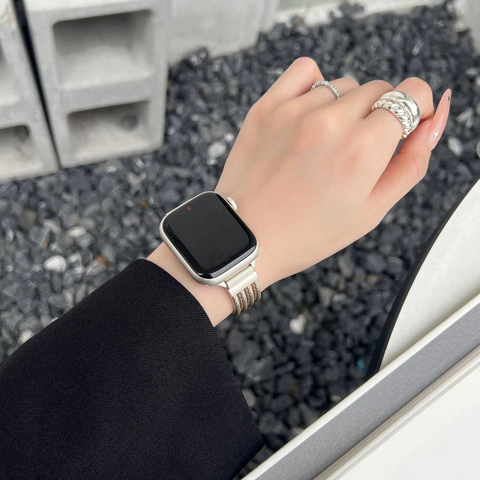 Metal Strap For Apple Watch UItra 8 7 49mm 45mm 44mm INS Stainless Steel Bracelet For iWatch Series 6 5 4 SE 42mm 40mm 38mm Band