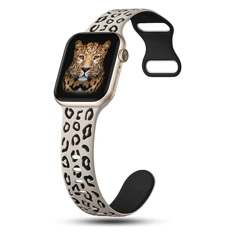 Leopard Strap For Apple Watch Bands 45mm 44mm 49mm 41mm 40mm Engraved Correa Bracelet Iwatch Series 9 8 7 SE 6 5 4 3 2 1 Ultra 2