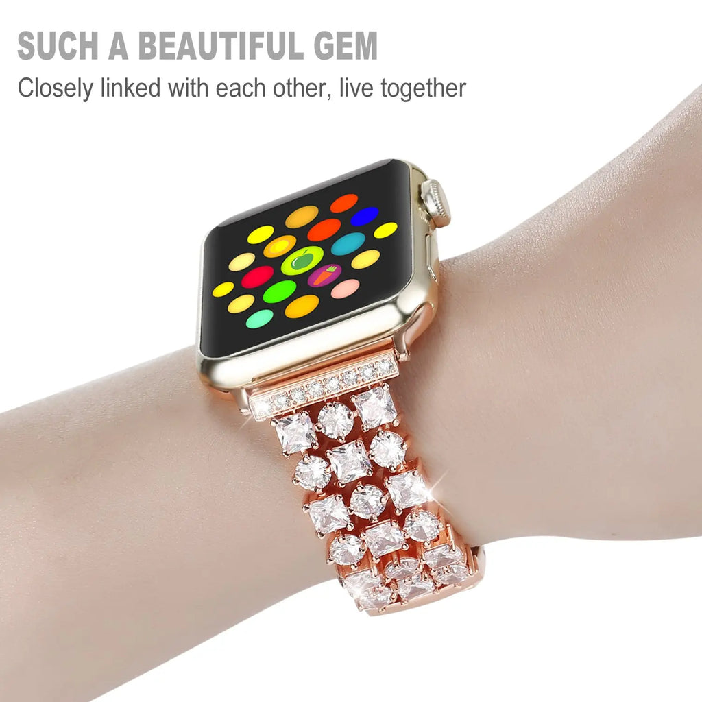 Luxury Diamond Strap for Apple Watch Ultra 2 49mm Women Shiny Jewelry Bracelet for iWatch 9 8 7 45mm 41mm 6 SE 5 4 40/44mm Band