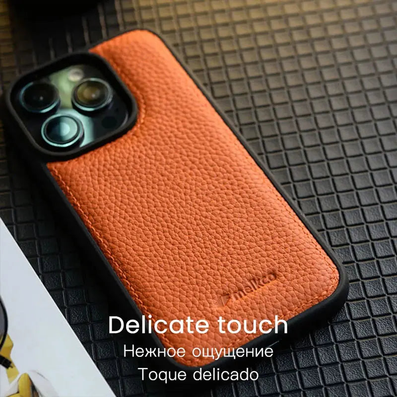 High-quality Genuine Leather Mobile Phone Case Suitable for IPhone 16 IPhone 14 Series Natural Cowhide Mobile Phone Case