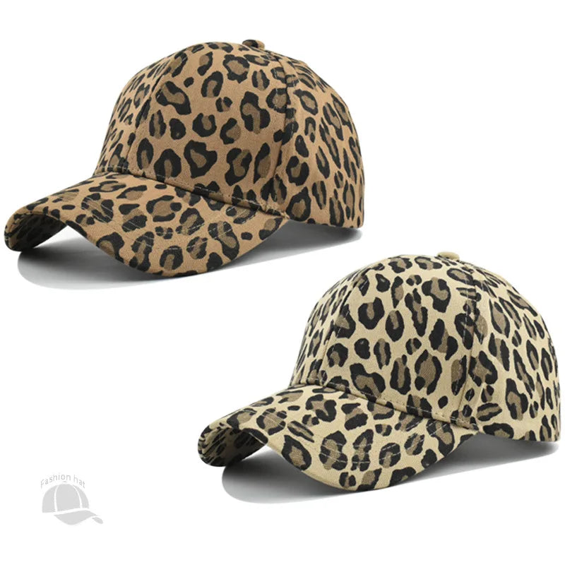 The New Round Top Hat Men Women Leopard Print Baseball Cap Outdoor sun-shading Versatile Duck Tongue Cap Casquette Homme