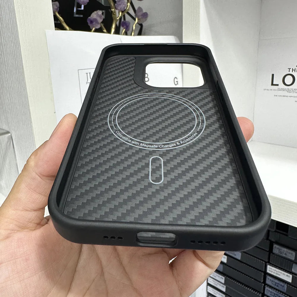 New Kevlar carbon fiber phone case for iPhone 16 15Pro 14Pro max 13Pro with wireless charging protective case For iPhone 15 PLus