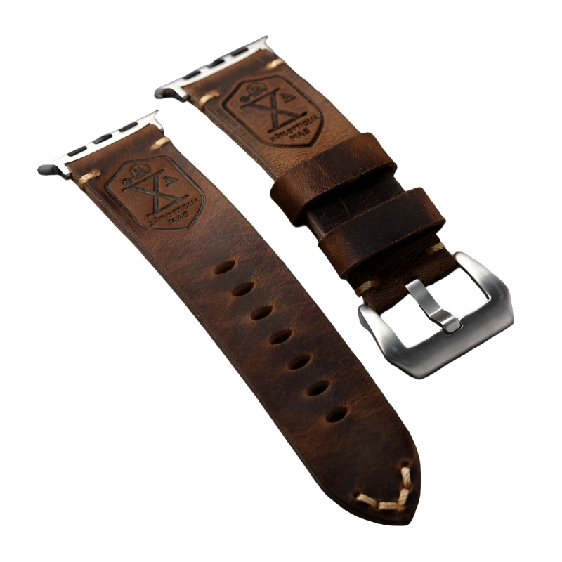Crazy Horse Military Watch Leather Strap Brown Leather ZULU Watch