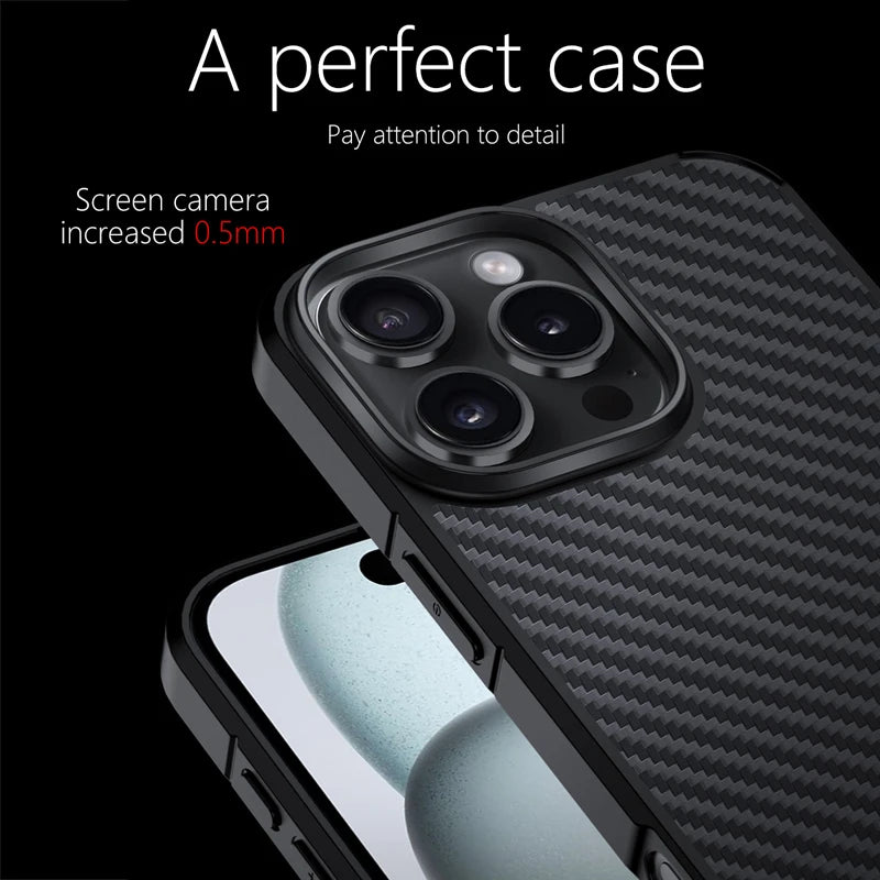 For iPhone 16 Pro Max ,16 Pro 16 Plus Case Magnetic Real Kevlar +TPU Slim Anti-Slip Genuine Aramid Fiber Cover for iPhone16