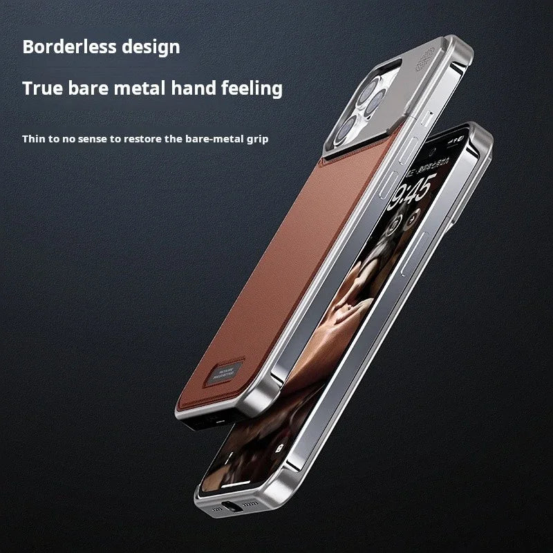 Luxury Leather Metal Phone Case For Iphone 13 14 15 16 Pro Max Magnetic Aluminum Fragrance Phone Cover For IPHON 14 15 16 Promax