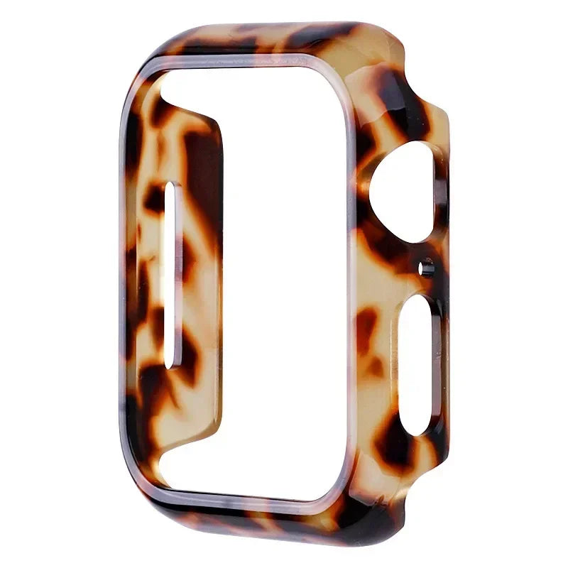 Resin Band for Apple Watch Series 9 8 7 41 45mm Cover Transparent Bracelet for iWatch 6 5 4 se 42mm 44 38 40mm Woman Case+Strap