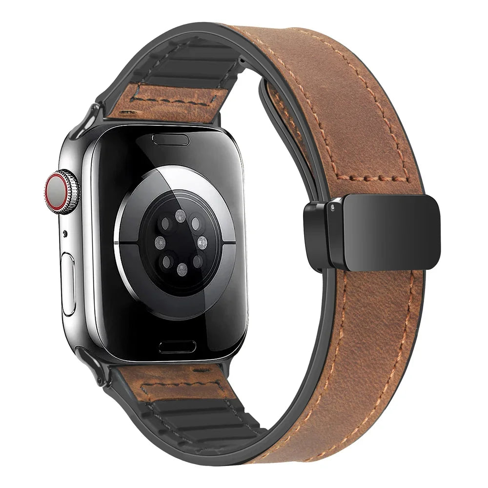 Silicone+Leather Strap For Apple Watch Band 49mm 44mm 45mm 42mm 40mm Accessories Bracelet for iWatch Ultra Series 9 8 7 SE 6 5 4