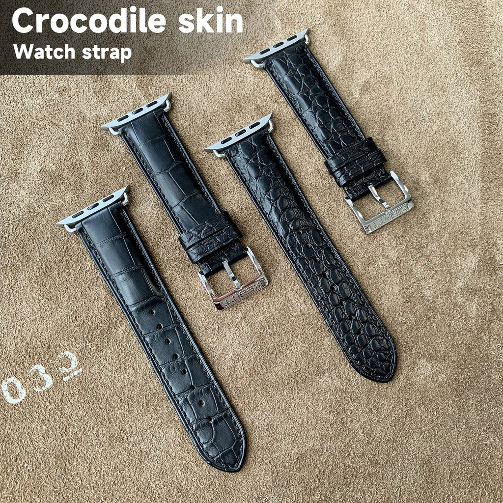 Apple Watch Series 10 9 8 7 6 Butterfly Strap High Quality Genuine Alligator Leather Iwatch Ultra 2 Band 49MM 46mm