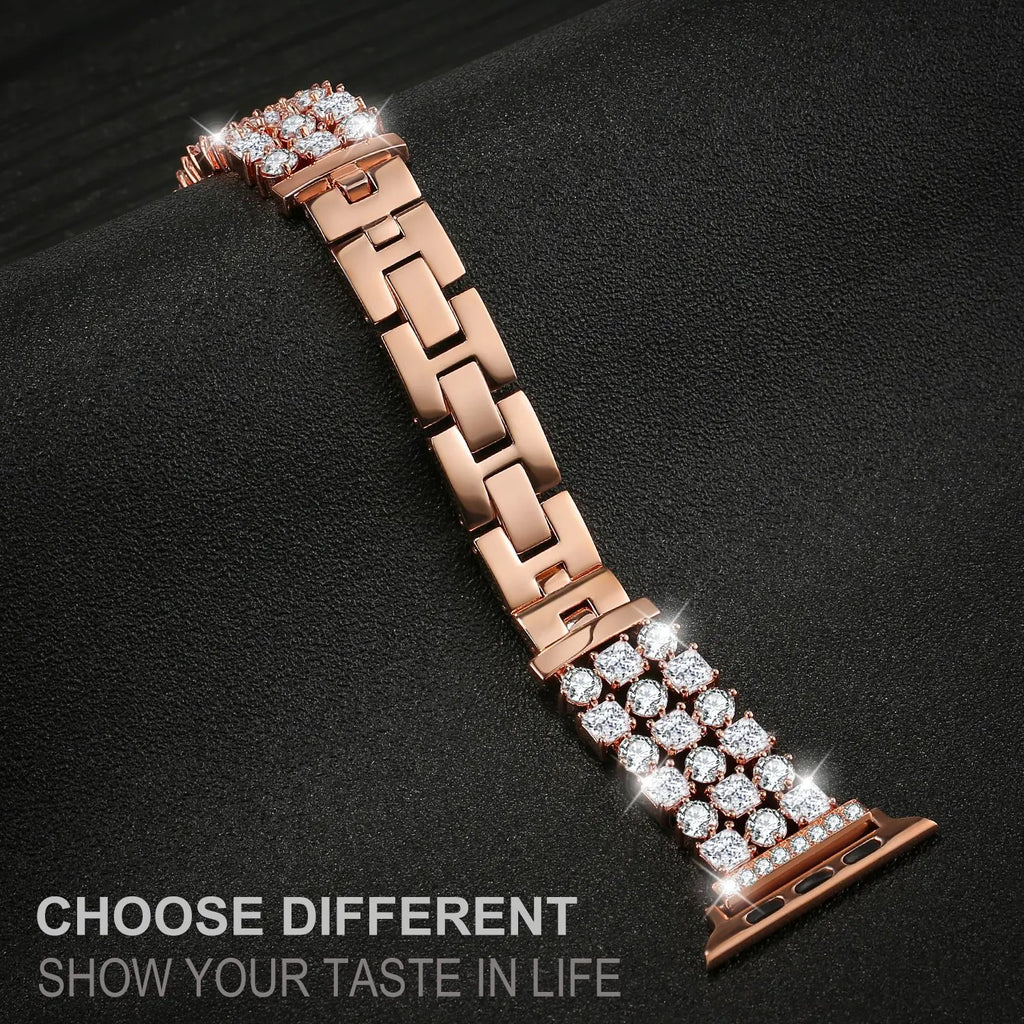 Luxury Diamond Strap for Apple Watch Ultra 2 49mm Women Shiny Jewelry Bracelet for iWatch 9 8 7 45mm 41mm 6 SE 5 4 40/44mm Band