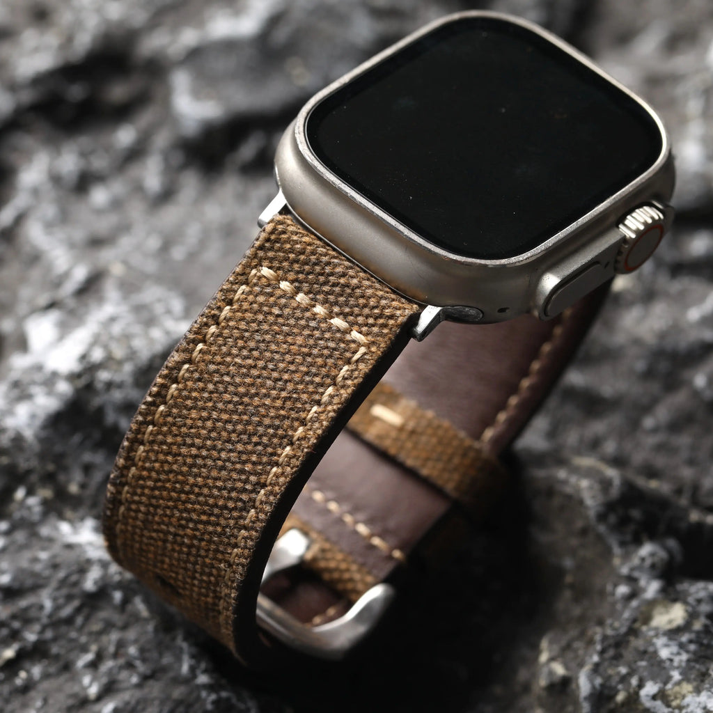 Waterproof and wear-resistant, World War II Soldier Canvas Adaptable Apple Watch Band, 49MM 45MM 44MM 42MM Men's S8 S9 Thickened