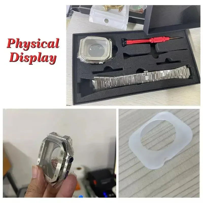 Luxury Modification Kit for Apple Watch Case Band 45mm 41mm/40mm 44mm Mod Metal Watch Case for i Watch Series 9 8 7 6 SE 5 4