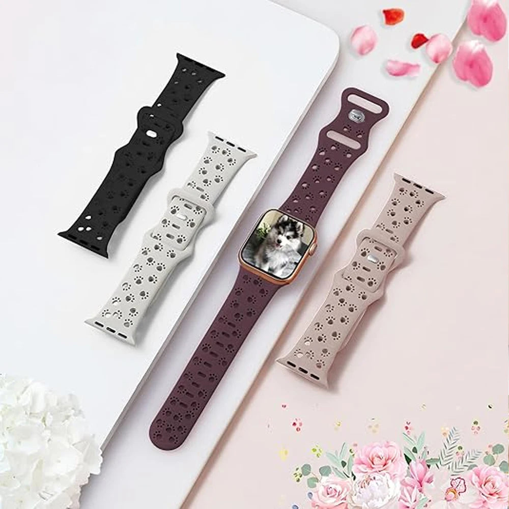 Strap for Apple Watch Band 44mm 42mm 40mm 41mm 45mm 49mm Hollow-Out Silicone Correa Bracelet iWatch Series SE 8 9 7 6 5 4 Ultra