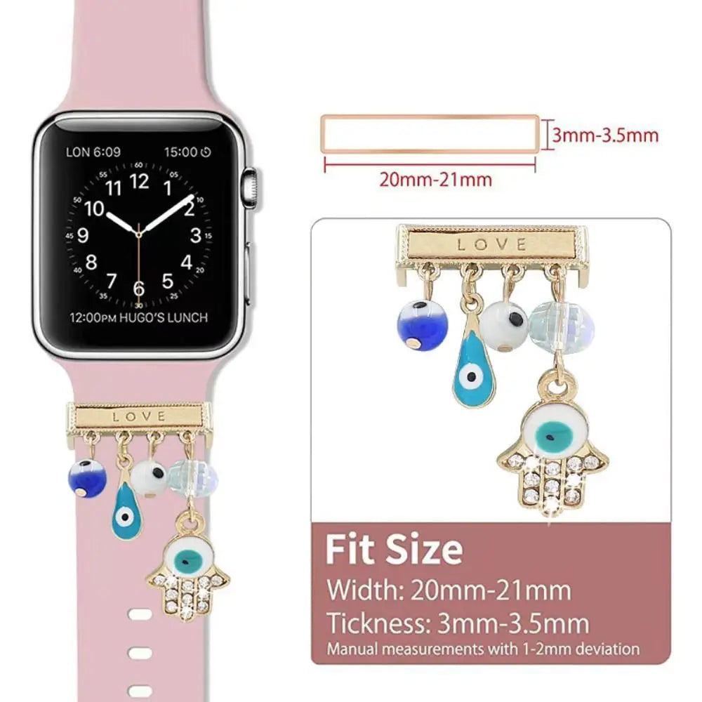 Metal Wristbelt Charms Chain Creative Diamond Decorative Ring Smart Watch Silicone Strap Ornament for Apple Watch Band Accessori