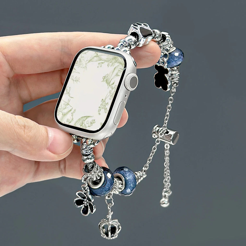 Jewelry Strap for Apple Watch Band 41mm 45mm 44mm 40mm 38/42mm Women Bling Metal Bracelet iWatch Series 9 8 7 6 SE 49mm Ultra