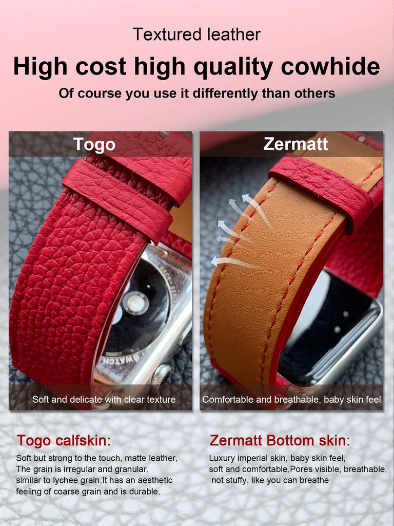 Soft 100% Cowhide Genuine Leather Strap For Apple Watch Band Ultra 2 Series 10 9 8 7 6 Iwatch 46mm 42mm 41MM 45MM 49mm