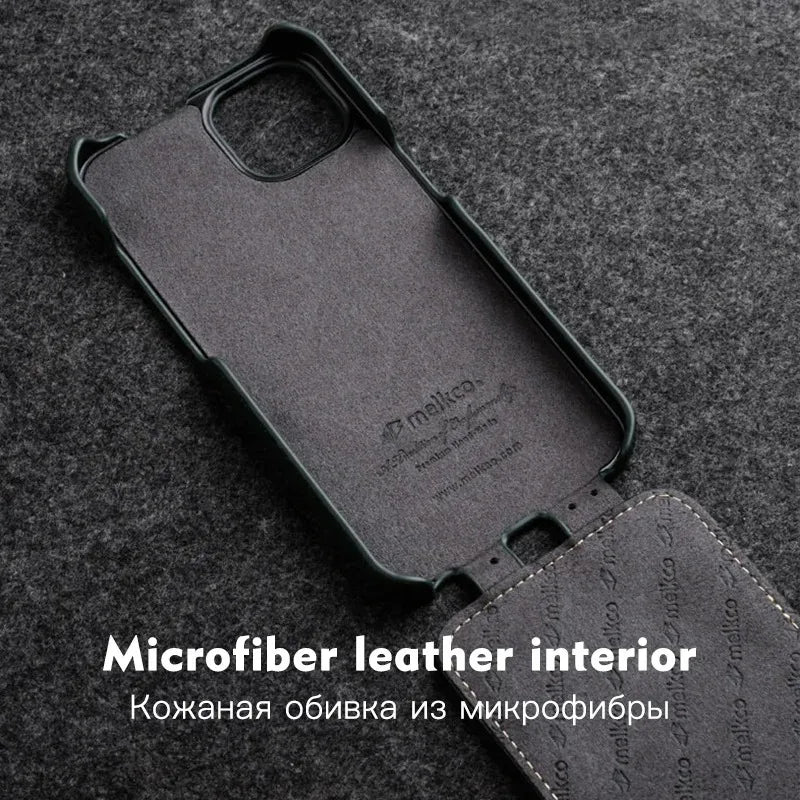 Melkco Genuine Leather Case For iPhone 15 Pro Max iPhone 16 Pro14 13 12 mini Business Luxury Real Cow Flip Phone Bag Cover